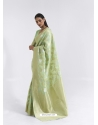 Green Latest Designer Party Wear Pure Linen Weaving Sari
