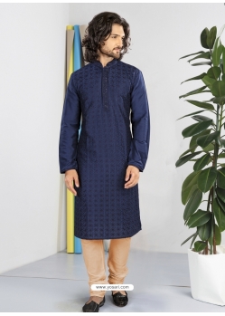 Navy Blue Exclusive Readymade Designer Kurta Pajama