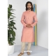 Peach Exclusive Readymade Designer Kurta Pajama