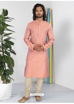 Peach Exclusive Readymade Designer Kurta Pajama