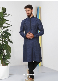 Navy Blue Exclusive Readymade Designer Kurta Pajama