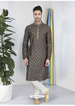 Dark Grey Exclusive Readymade Designer Kurta Pajama