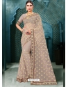 Light Brown Latest Designer Party Wear Net Sari