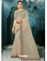 Grayish Green Latest Designer Party Wear Net Sari