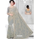 Grey Latest Designer Party Wear Net Sari