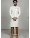 White Readymade Designer Indo Western Sherwani