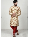 Cream Readymade Designer Indo Western Sherwani