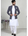 White Readymade Designer Indo Western Sherwani