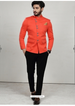 Orange Readymade Designer Indo Western Sherwani