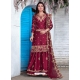 Maroon Designer Party Wear Georgette Satin Palazzo Suit