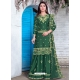 Dark Green Designer Party Wear Georgette Satin Palazzo Suit