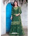 Dark Green Designer Party Wear Georgette Satin Palazzo Suit