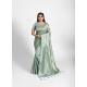 Aqua Grey Kanjeevaram Jacquard Work Tanchoi Silk Sari