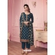 Teal Blue Heavy Designer Thread Embroidered Georgette Salwar Suit
