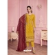 Yellow Heavy Designer Thread Embroidered Georgette Salwar Suit