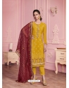 Yellow Heavy Designer Thread Embroidered Georgette Salwar Suit