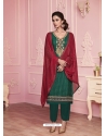 Dark Green Heavy Designer Thread Embroidered Georgette Salwar Suit