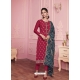Rose Red Heavy Designer Thread Embroidered Georgette Salwar Suit