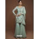 Aqua Grey Designer Party Wear Heavy Georgette Sharara Salwar Suit