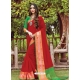 Tomato Red Designer Party Wear Cotton Handloom Sari