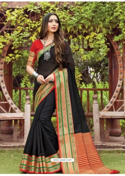 Black Designer Party Wear Cotton Handloom Sari