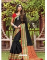 Black Designer Party Wear Cotton Handloom Sari