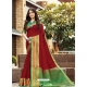 Maroon Designer Party Wear Cotton Handloom Sari