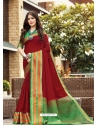 Maroon Designer Party Wear Cotton Handloom Sari