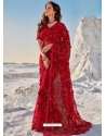 Tomato Red Fancy Designer Party Wear Sari