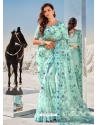 Sky Blue Fancy Designer Party Wear Sari