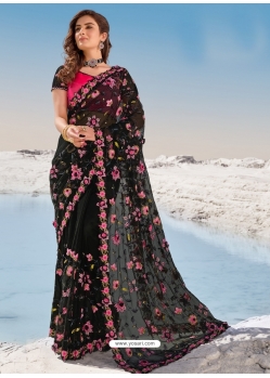 Black Fancy Designer Party Wear Sari