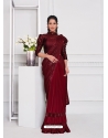 Maroon Fancy Designer Party Wear Sari