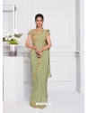 Pista Green Fancy Designer Party Wear Sari