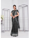 Dark Grey Fancy Designer Party Wear Sari
