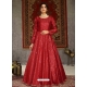 Tomato Red Designer Party Wear Anarkali Long Gown