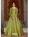 Parrot Green Designer Party Wear Anarkali Long Gown