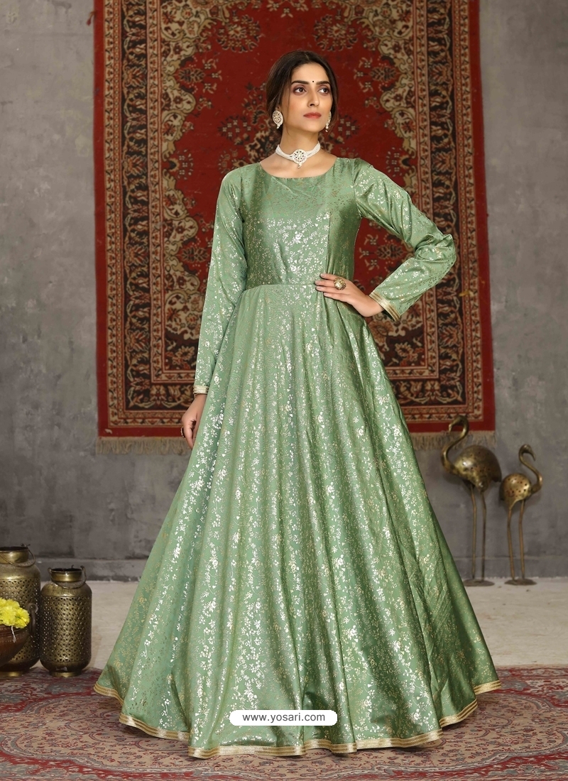 Sea Green Party Readymade Gown