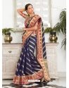 Navy Blue Designer Classic Wear Silk Sari
