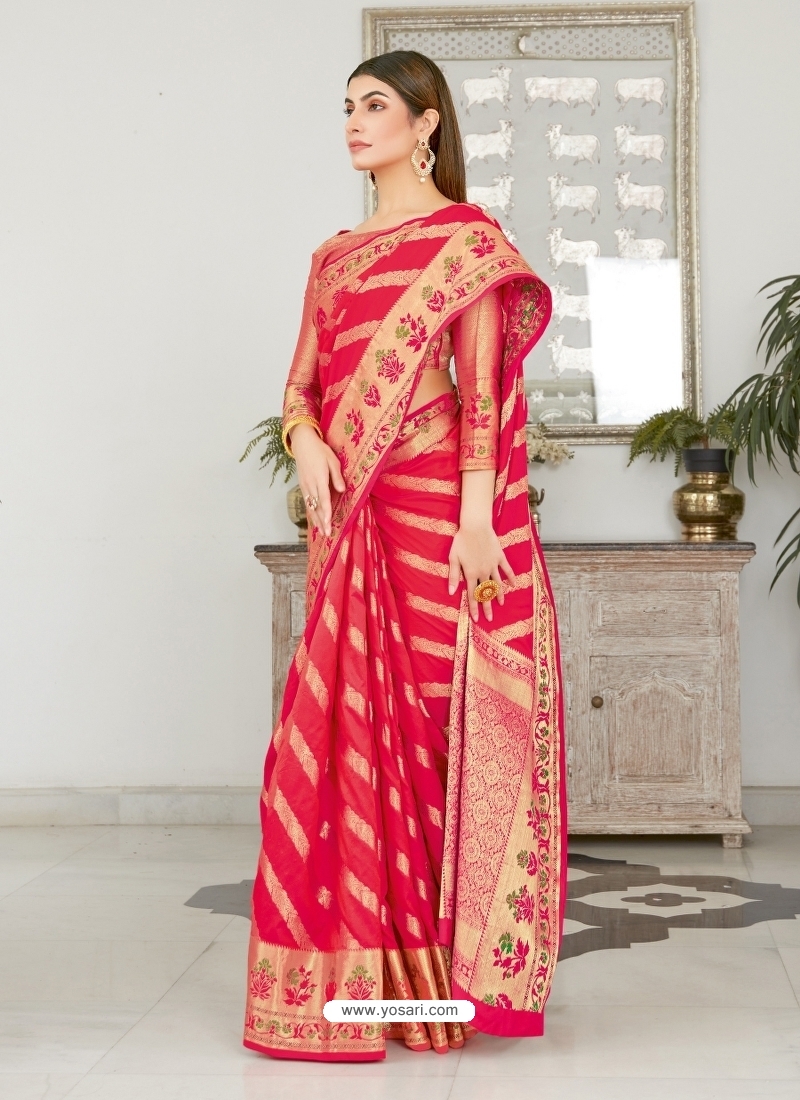 Crimson Designer Classic Wear Silk Sari