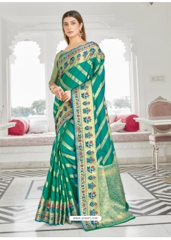 Aqua Mint Designer Classic Wear Silk Sari