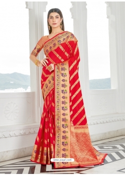 Red Designer Classic Wear Silk Sari