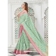 Aqua Mint Designer Party Wear Cotton Handloom Sari