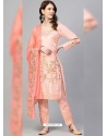 Light Orange Designer Party Wear Straight Salwar Suit