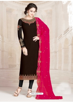 Coffee Designer Party Wear Straight Salwar Suit