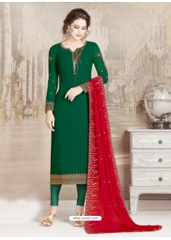 Dark Green Designer Party Wear Straight Salwar Suit