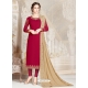 Rose Red Designer Party Wear Straight Salwar Suit