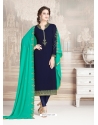 Navy Blue Designer Party Wear Straight Salwar Suit