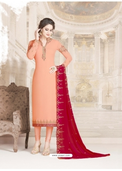 Light Orange Designer Party Wear Straight Salwar Suit