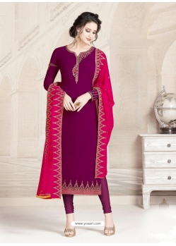 Deep Wine Designer Party Wear Straight Salwar Suit