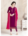 Deep Wine Designer Party Wear Straight Salwar Suit